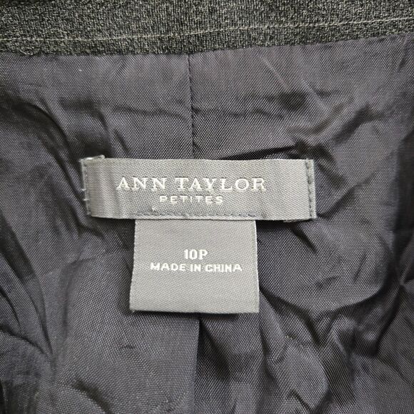 Ann Taylor Women 10P Gray Pinstriped Button Up Notch Suit Blazer - Picture 7 of 11